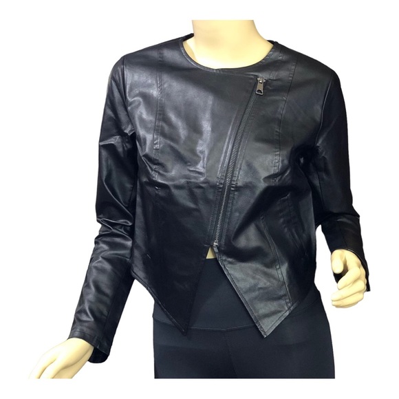 G by Giuliana Asymmetrical Vegan leather Moto Jacket in Black, Size: XXS ~ - Picture 1 of 4